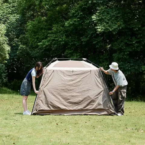 Намет з навісом Naturehike Village CNK2300ZP022, коричневий великий — фото 6