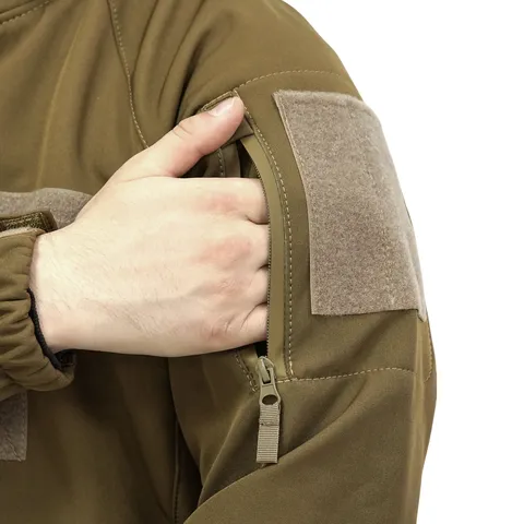 Куртка Windproof Softshell вітрозахисна (койот), водостійка, фліс 320 г/м² — фото 8