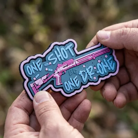 ПВХ Патч (шеврон) «One Shot - One Drone» (синій) — фото 3