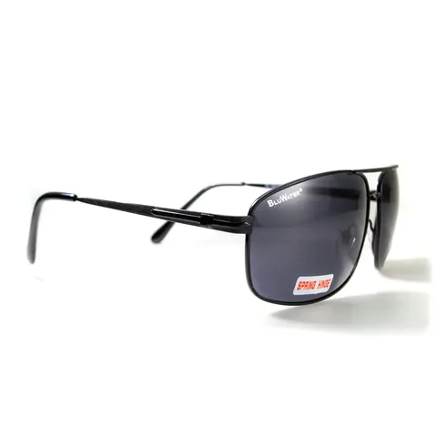 Окуляри поляризаційні BluWater Navigator-2 Polarized (gray), чорні в металевій оправі, Чорний — фото 2