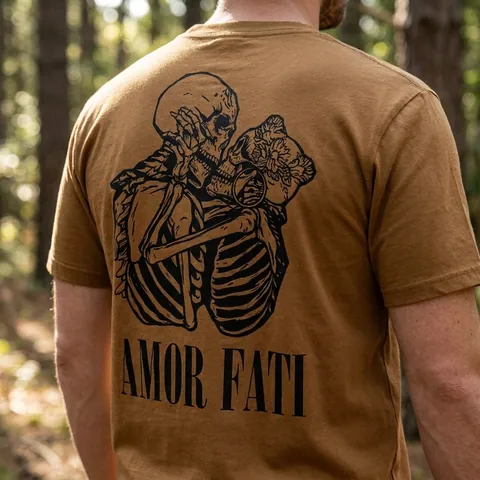 Футболка з принтом Amor Fati кулір шовкографія койот — фото 3