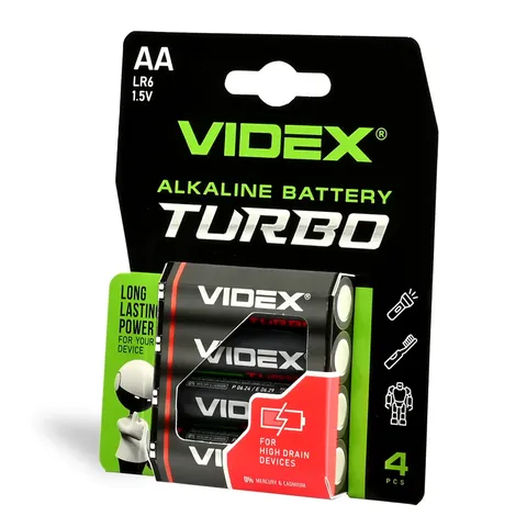 Лужна батарейка Videx LR6/AA Turbo 4шт BLISTER — фото 2