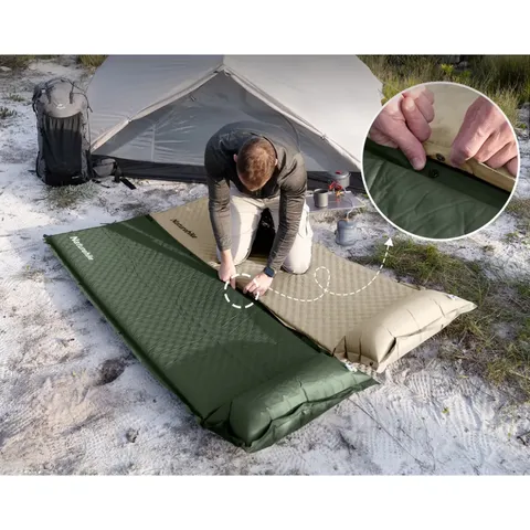 Килимок самонадувний одномісний з подушкою Naturehike CNK2450WS020, 100 мм, темно-зелений — фото 6