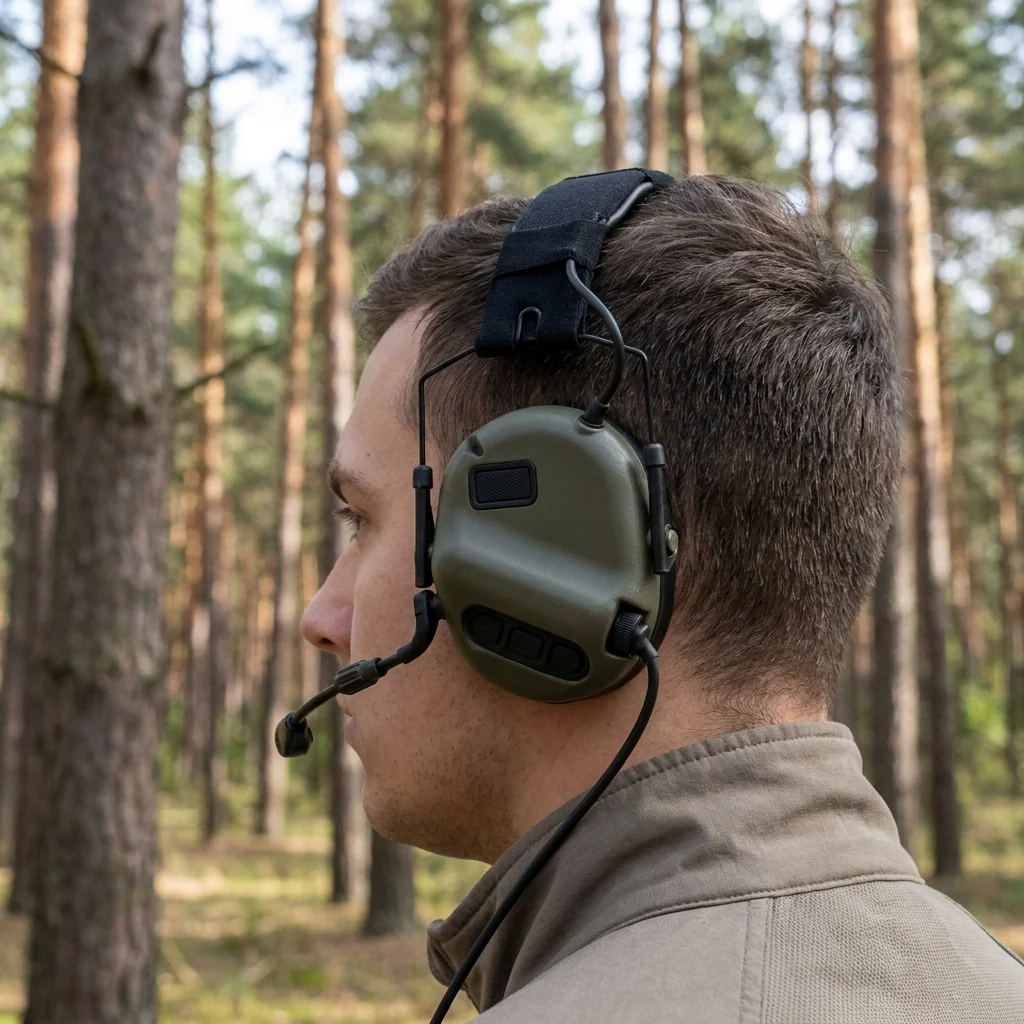Навушники активні з гарнітурою Earmor M32X PLUS, олива