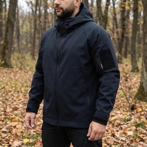 Куртка темно-синя SoftShell Stalker з мікрофлісом