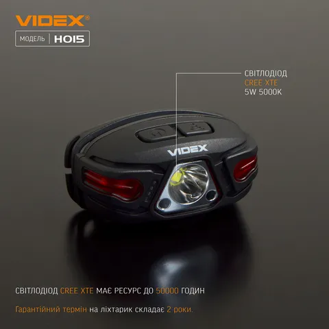 Налобний світлодіодний ліхтарик VIDEX VLF-H015 330Lm 5000K — фото 6