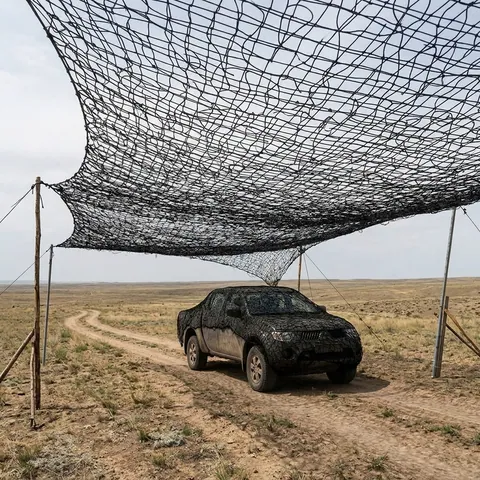 Антидронова сітка (11×6 м) вічко 50 мм, нитка 1,8 мм, чорна міцна сітка для захисту техніки та позицій