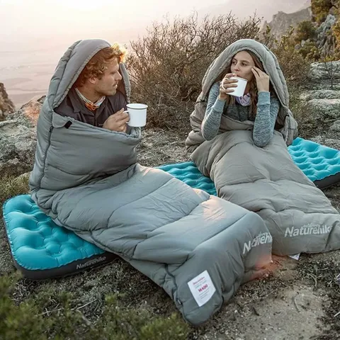 Спальник з капюшоном із звичайним мішком для зберігання Naturehike M400 CNK2350WS023, (1°C), правий, сірий — фото 4