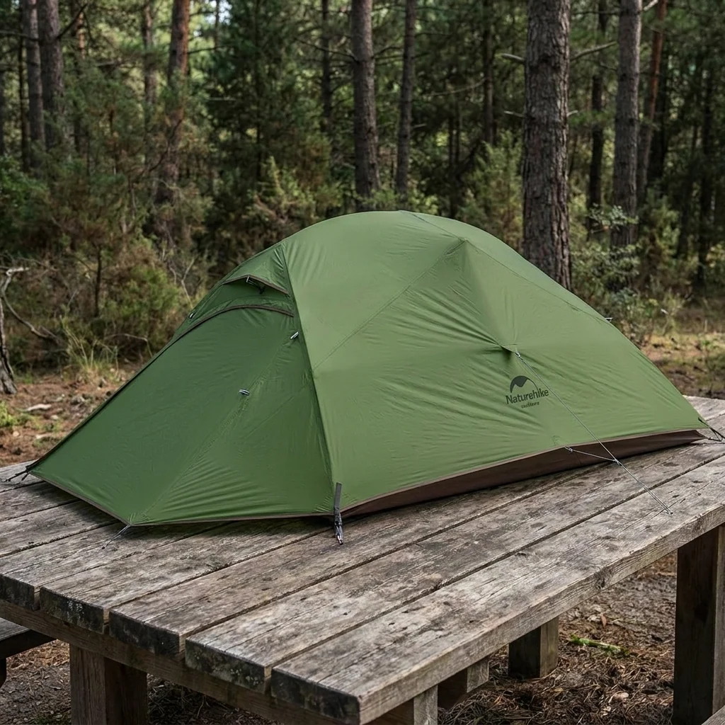 Намет надлегкий одномісний з футпринтом Naturehike Cloud Up 1 Updated NH18T010-T, 20D, темно-зелений