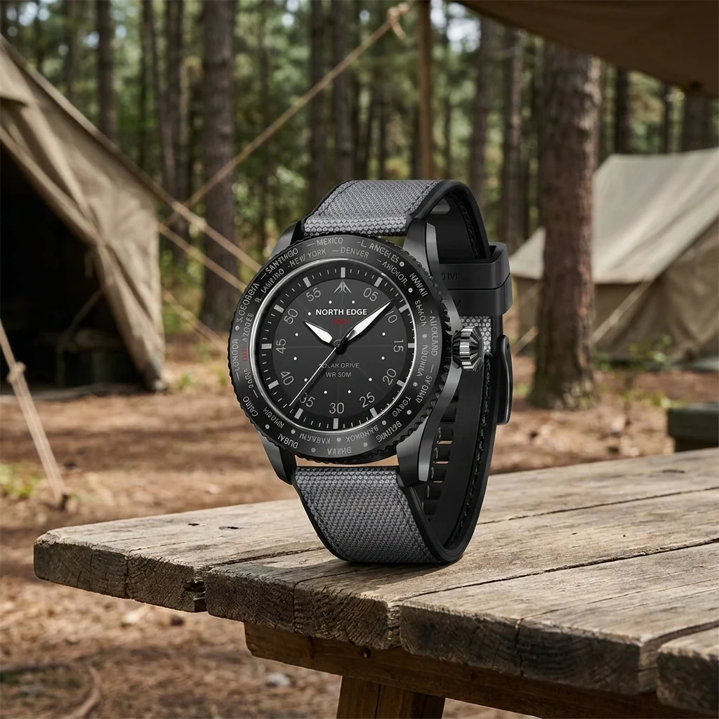 Чоловічий водостійкий тактичний годинник North Edge Mach New