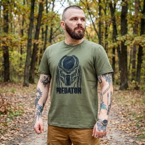 Футболка з принтом Predator кулір шовкографія хакі