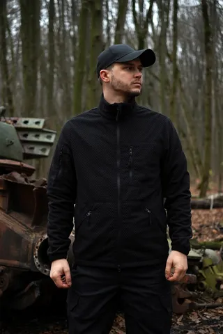 Тактична вітрозахисна флісова кофта Militex mod. 5 Чорна — фото 9
