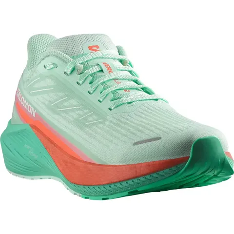 Жіночі бігові кросівки Salomon Aero Blaze 2 для асфальту та тренувань, блакитні з червоним та зеленим — фото 2