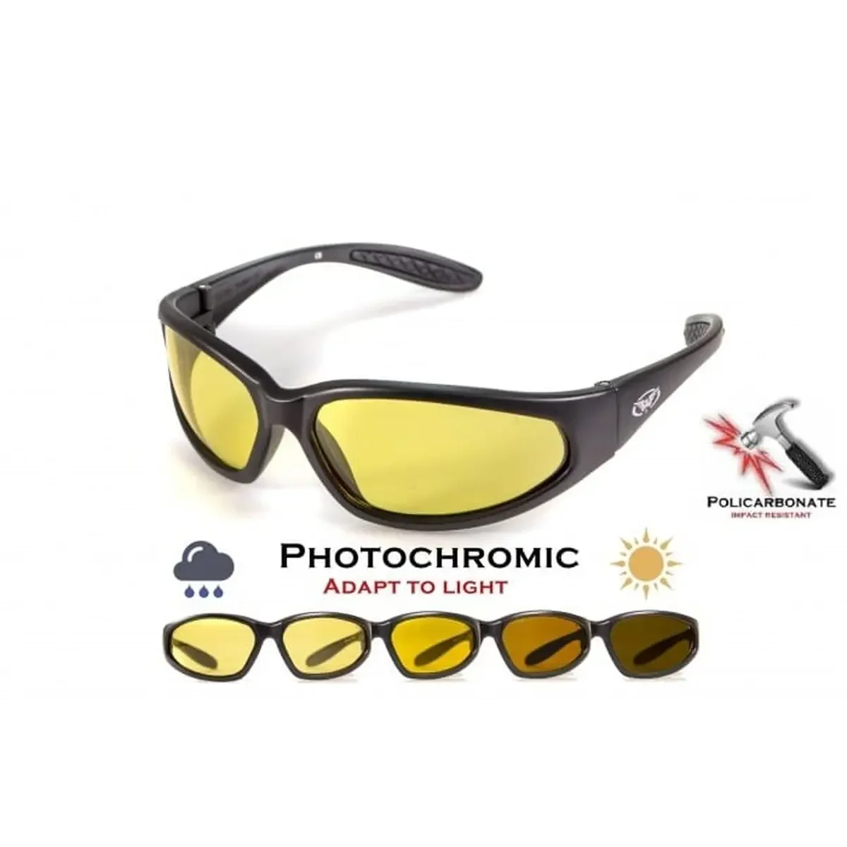 Окуляри фотохромні (захисні) Global Vision Hercules-1 Photochromic (yellow) фотохромні жовті, Чорний