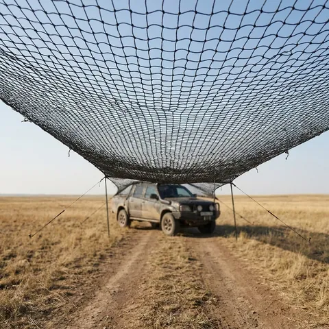 Антидронова сітка (2×6 м) вічко 50 мм, нитка 1,8 мм, чорна міцна сітка для захисту техніки та позицій