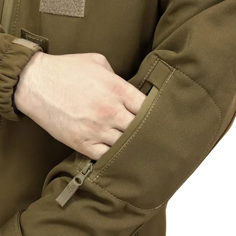 Куртка Windproof Softshell вітрозахисна (койот), водостійка, фліс 320 г/м² — фото 7