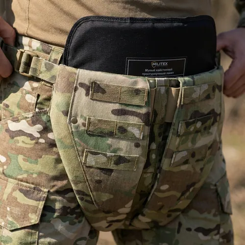Захист паху (напашник) потрійний з балістичним пакетом 1 клас захисту Militex cordura USA Multicam — фото 3