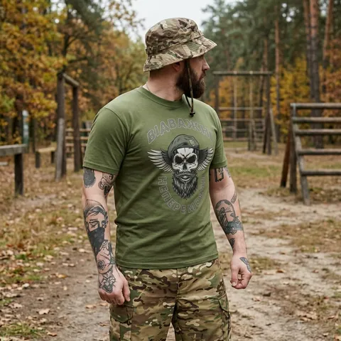 Футболка з принтом Відважні непереможні кулір олива
