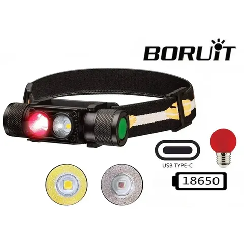 Налобний ліхтар Boruit H02B-Red (біле + червоне світло) с акумулятором 3000мАч — фото 4