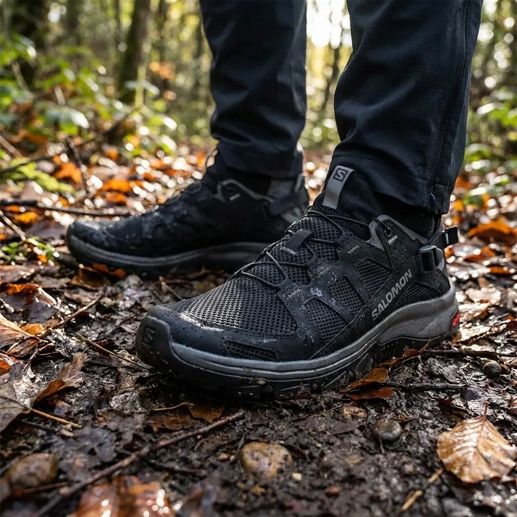 Чоловічі кросівки сандалі Salomon Techamphibian 5 для води та трекінгу, чорні з сірим
