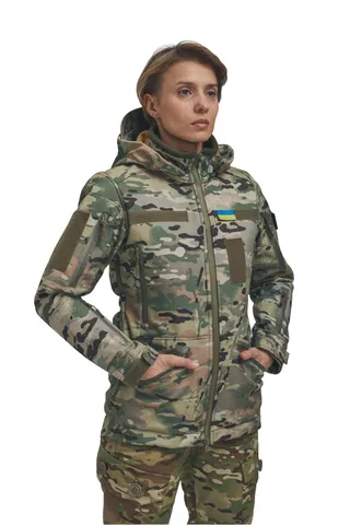 Зимова утеплена жіноча FS куртка-трансформер Soft Shell 2в1, мультикам — фото 2