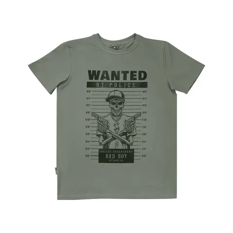 Футболка з принтом Wanted Bad Boy кулір шовкографія хакі 3XL — фото 4