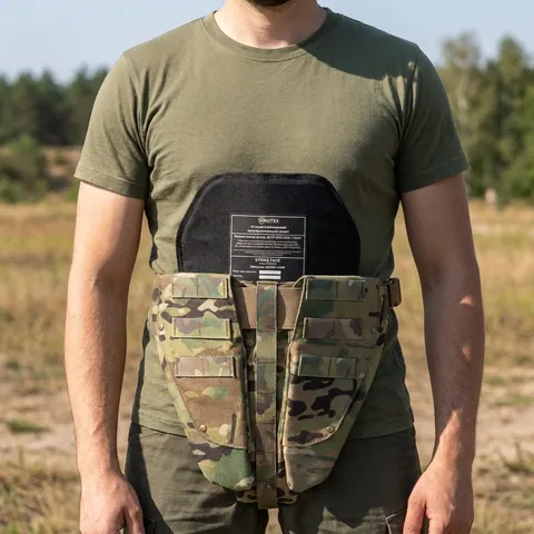 Захист паху (напашник) потрійний Kiborg з балістичним пакетом 1 клас захисту Militex Multicam