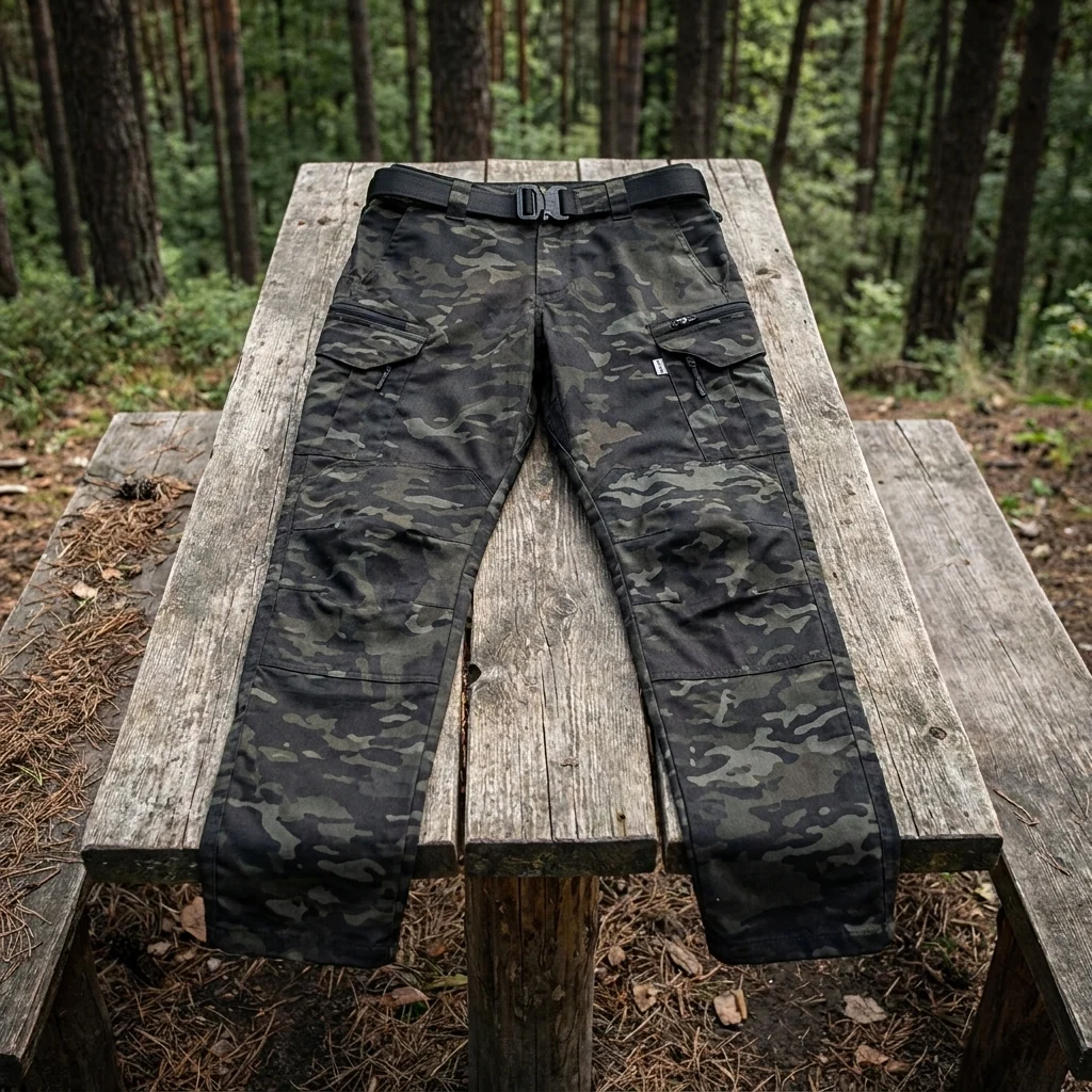 Тактичні штани Герць 2.0 Twill з посиленими колінами та системою кишень, чорний мультикам