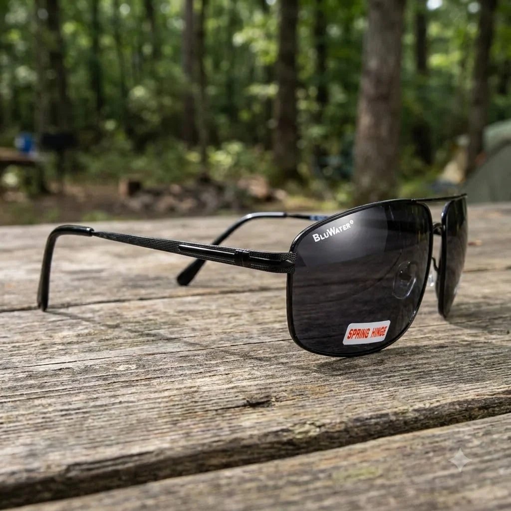 Окуляри поляризаційні BluWater Navigator-2 Polarized (gray), чорні в металевій оправі, Чорний