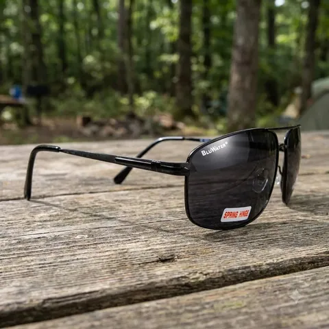 Окуляри поляризаційні BluWater Navigator-2 Polarized (gray), чорні в металевій оправі, Чорний