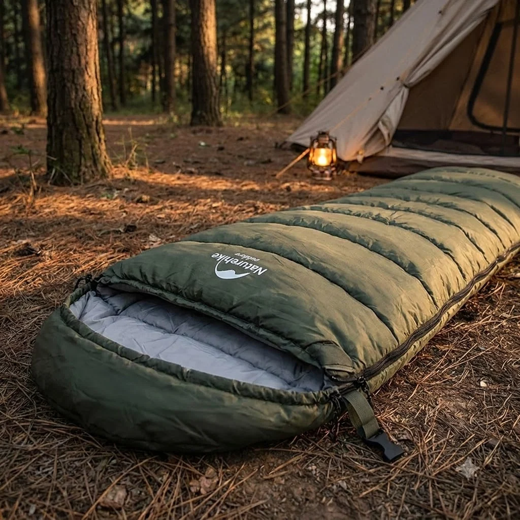 Спальник з капюшоном Naturehike U150 NH20MSD07, (11°C), правий, зелений