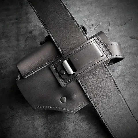 Шкіряна кобура поясна під GLOCK 17, чорна на скобі — фото 3