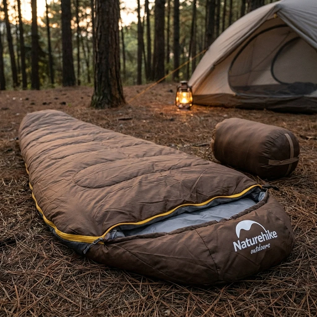 Спальник надлегкий Naturehike Summer LW180 NH21MSD09 правий, (15°C), p-p M, коричневий