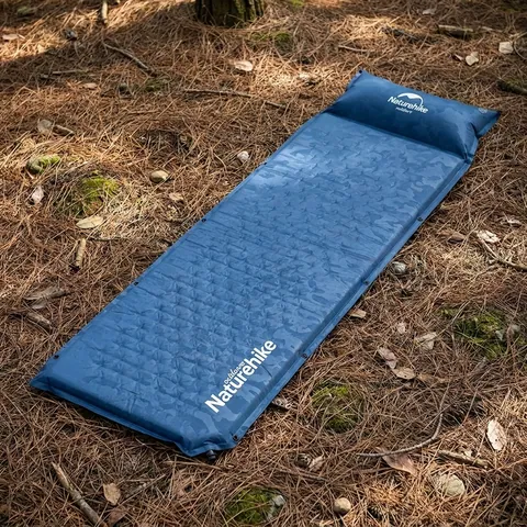 Килимок самонадувний з подушкою Naturehike NH15Q002-D, 25мм, блакитний — фото 3