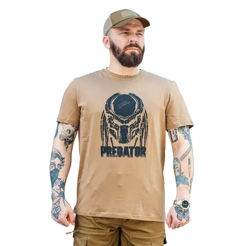 Футболка з принтом PREDATOR кулір шовкографія койот — фото 9