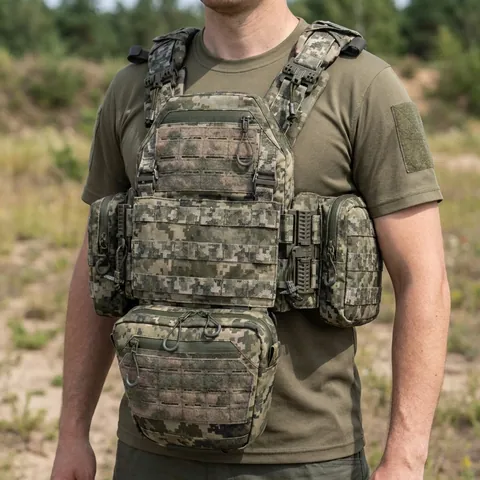 Комплект Плитоноска Kiborg GU Gen.2 з двома підсумками та захистом 1 класу Піксель