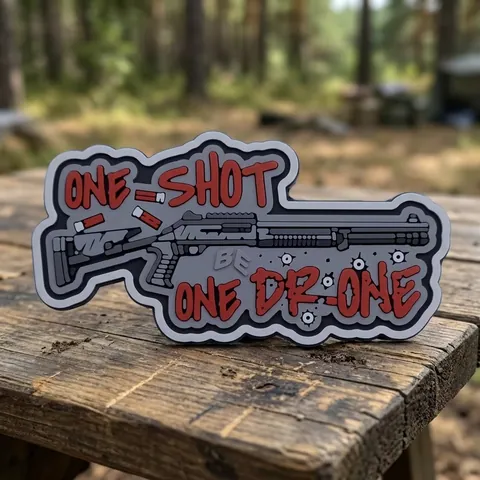 ПВХ Патч (шеврон) «One Shot - One Drone» (сірий) — фото 1