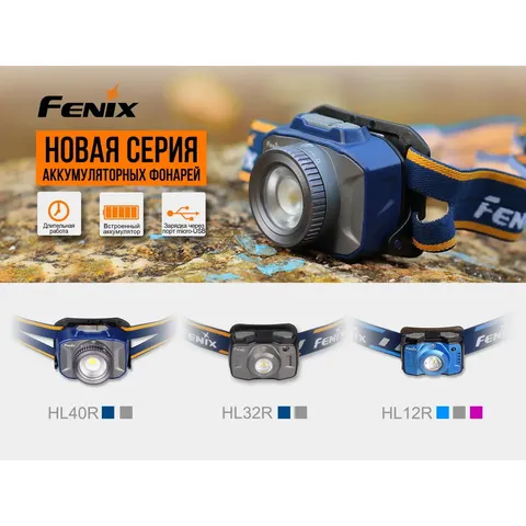 Ліхтар налобний Fenix HL40R Cree XP-LHIV2 LED сірий — фото 7