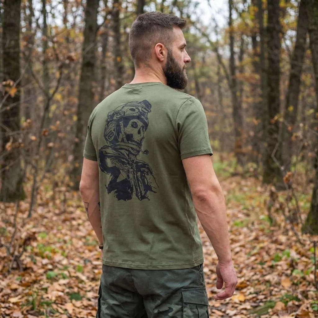 Футболка з принтом Skull Soldier кулір шовкографія хакі