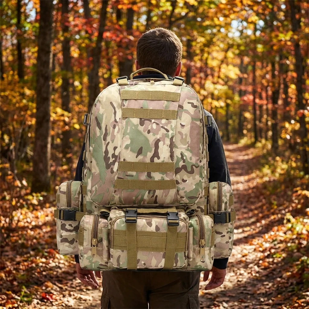 Тактичний рюкзак Molle Assault 55л + (3 органайзери) Мультикам