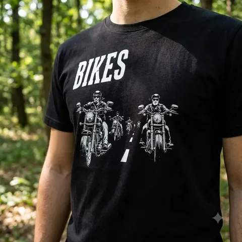 Футболка з принтом Bikes кулір DTG чорна — фото 3