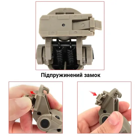 Кріплення для навушників Walker's Razor на рейки ARC - NeckFlip Helmet Rail Mount Kit (TAN) — фото 7