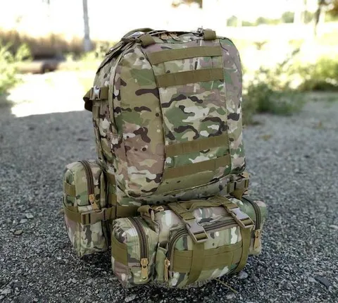 Тактичний рюкзак Molle Assault 55л + (3 органайзери) Мультикам — фото 6