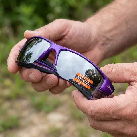 Окуляри захисні Global Vision Hercules-7 Purple (silver mirror) дзеркальні чорні у фіолетовій оправі, Фіолетовий — фото 2