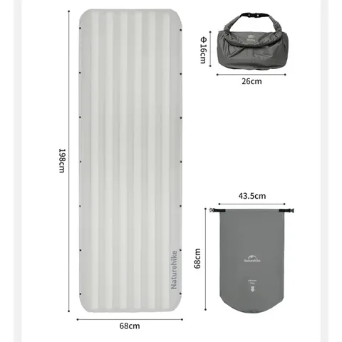 Матрац надувний одинарний Naturehike CNK2450WS034, 95 мм, із мішком для надування, білий — фото 3