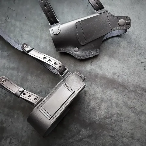 Шкіряна оперативна кобура під Glock 17 | із двома магазинами| чорна — фото 9
