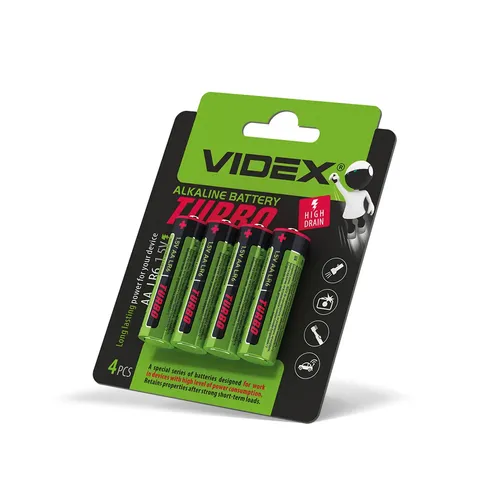 Лужна батарейка Videx LR6/AA Turbo 4шт BLISTER — фото 3