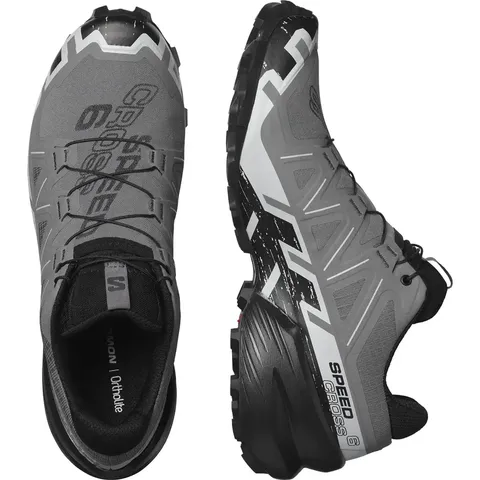 Чоловічі трейлові кросівки Salomon Speedcross 6 для бігу та бездоріжжя, сірі з чорним та блакитним — фото 6