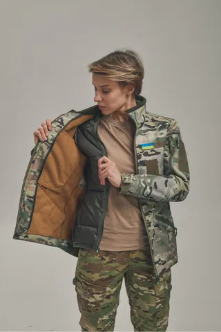 Зимова утеплена жіноча FS куртка-трансформер Soft Shell 2в1, мультикам — фото 9