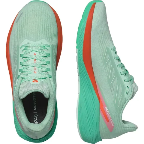 Жіночі бігові кросівки Salomon Aero Blaze 2 для асфальту та тренувань, блакитні з червоним та зеленим — фото 8